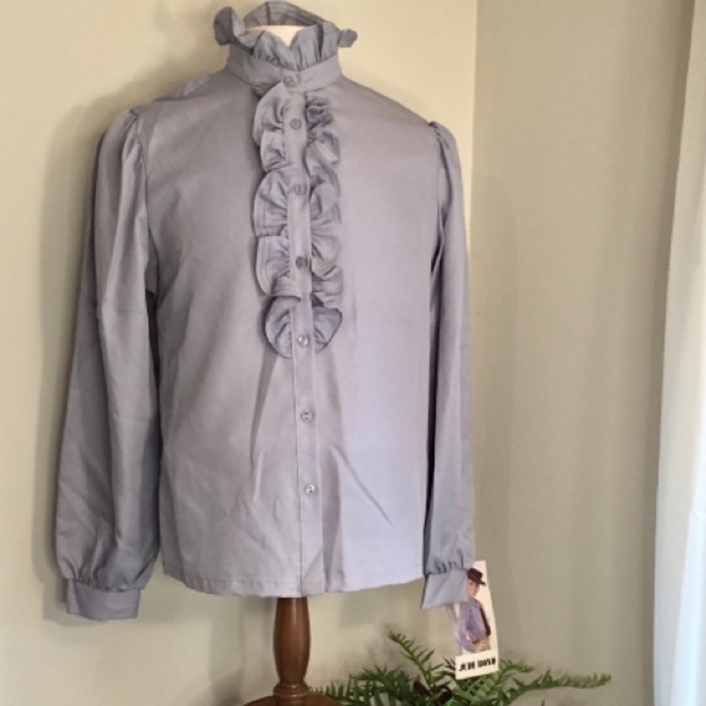 Vintage 80s Judy Bond Ruffled Blouse New Romantic Victorian Glam Style NWT